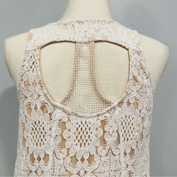 ALTAR’D STATE M Ivory Lace Crochet Sleeveless Racerback Swing Babydoll Dress - Picture 7 of 16